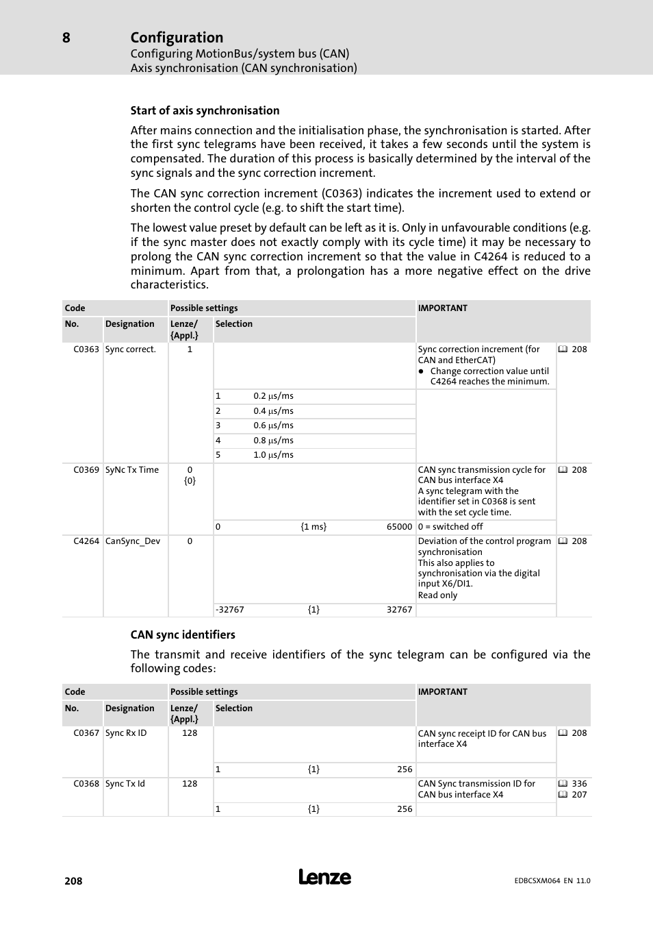 Configuration | Lenze ECSCMxxx User Manual | Page 208 / 375