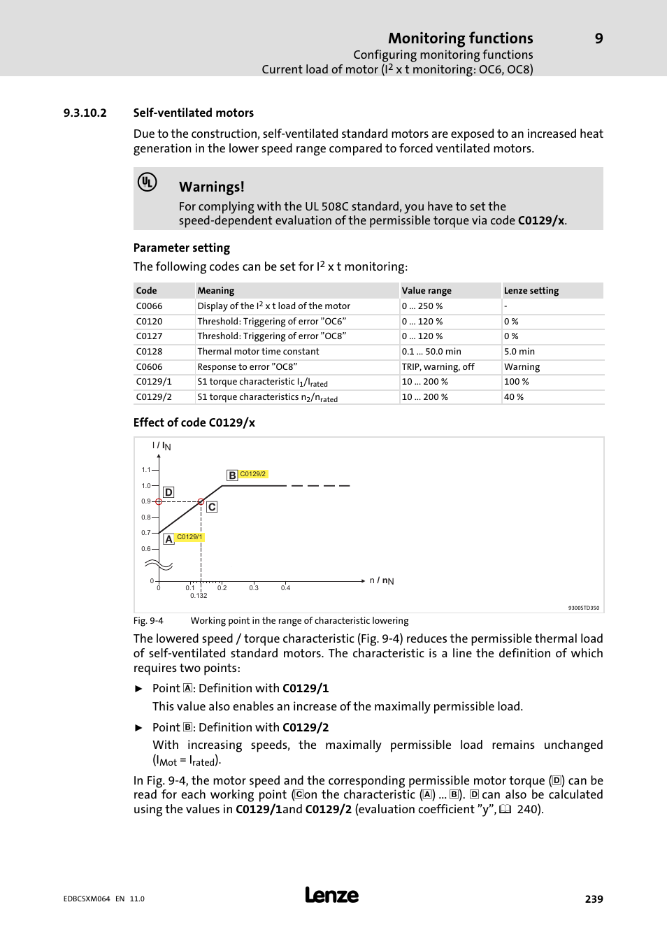 Monitoring functions, Warnings | Lenze ECSCMxxx User Manual | Page 239 / 375