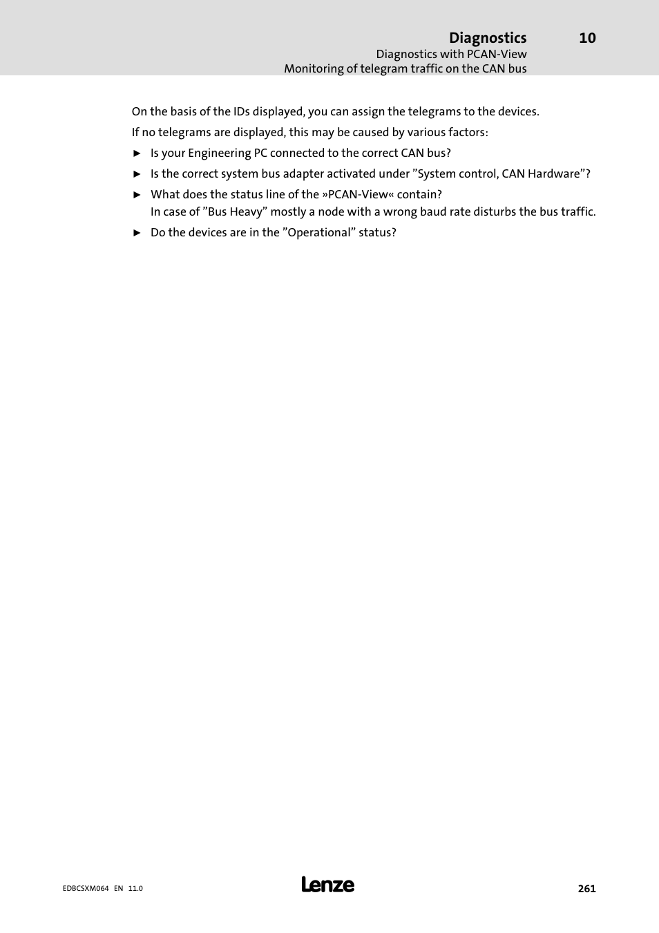 Diagnostics | Lenze ECSCMxxx User Manual | Page 261 / 375