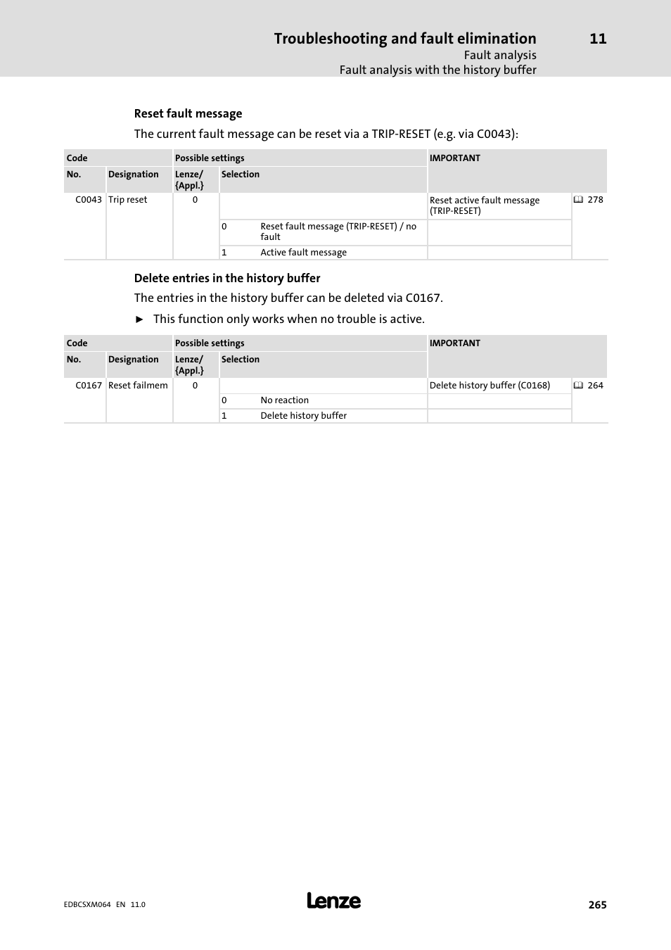 Troubleshooting and fault elimination | Lenze ECSCMxxx User Manual | Page 265 / 375