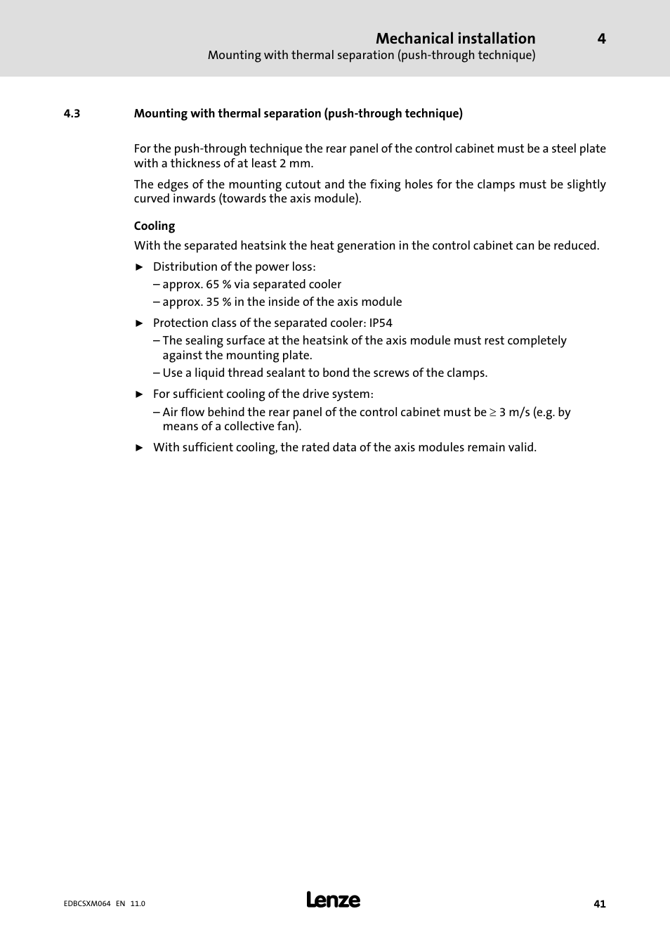 Mechanical installation | Lenze ECSCMxxx User Manual | Page 41 / 375