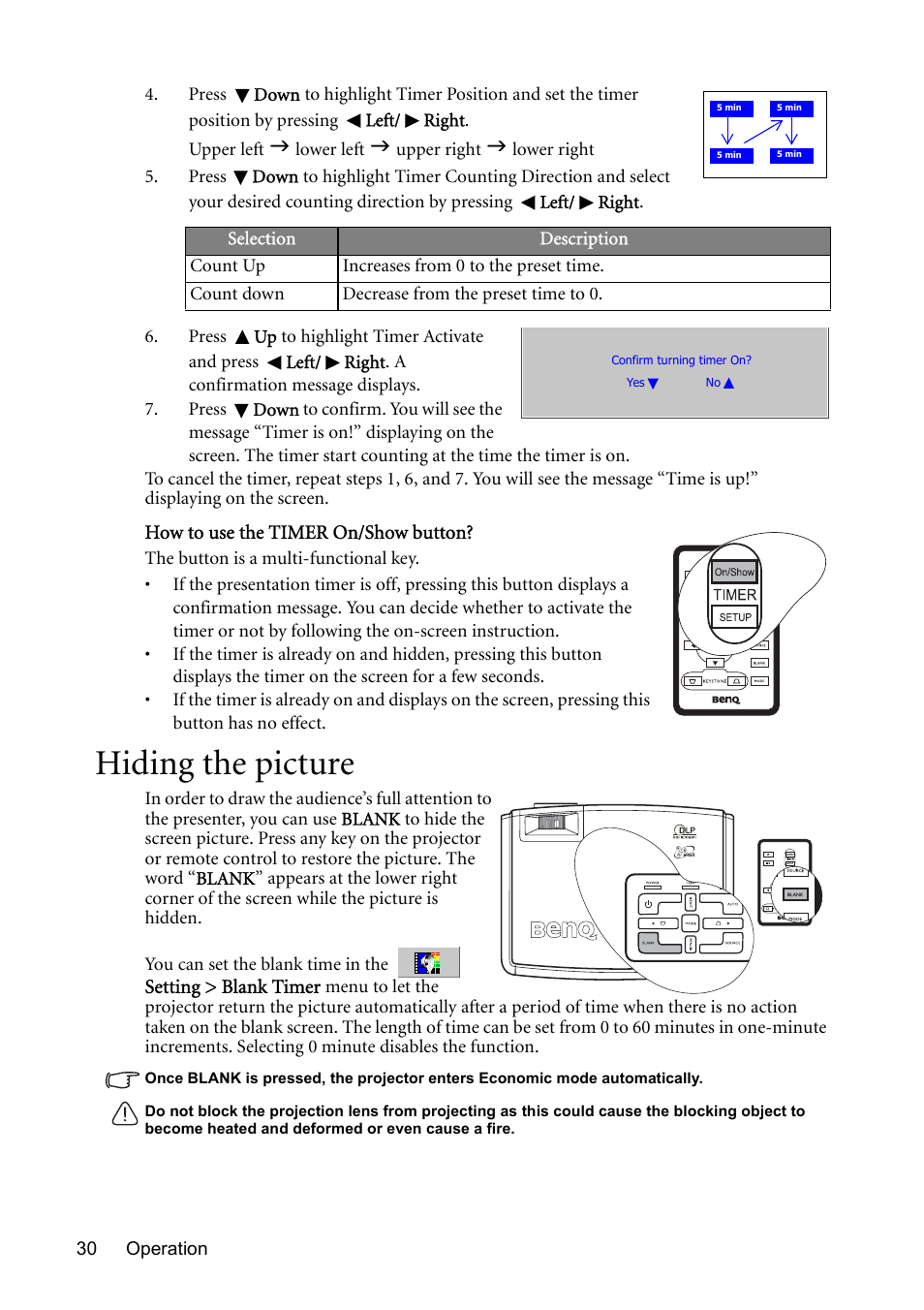 Hiding the picture, K (see | BenQ MP510 User Manual | Page 30 / 51