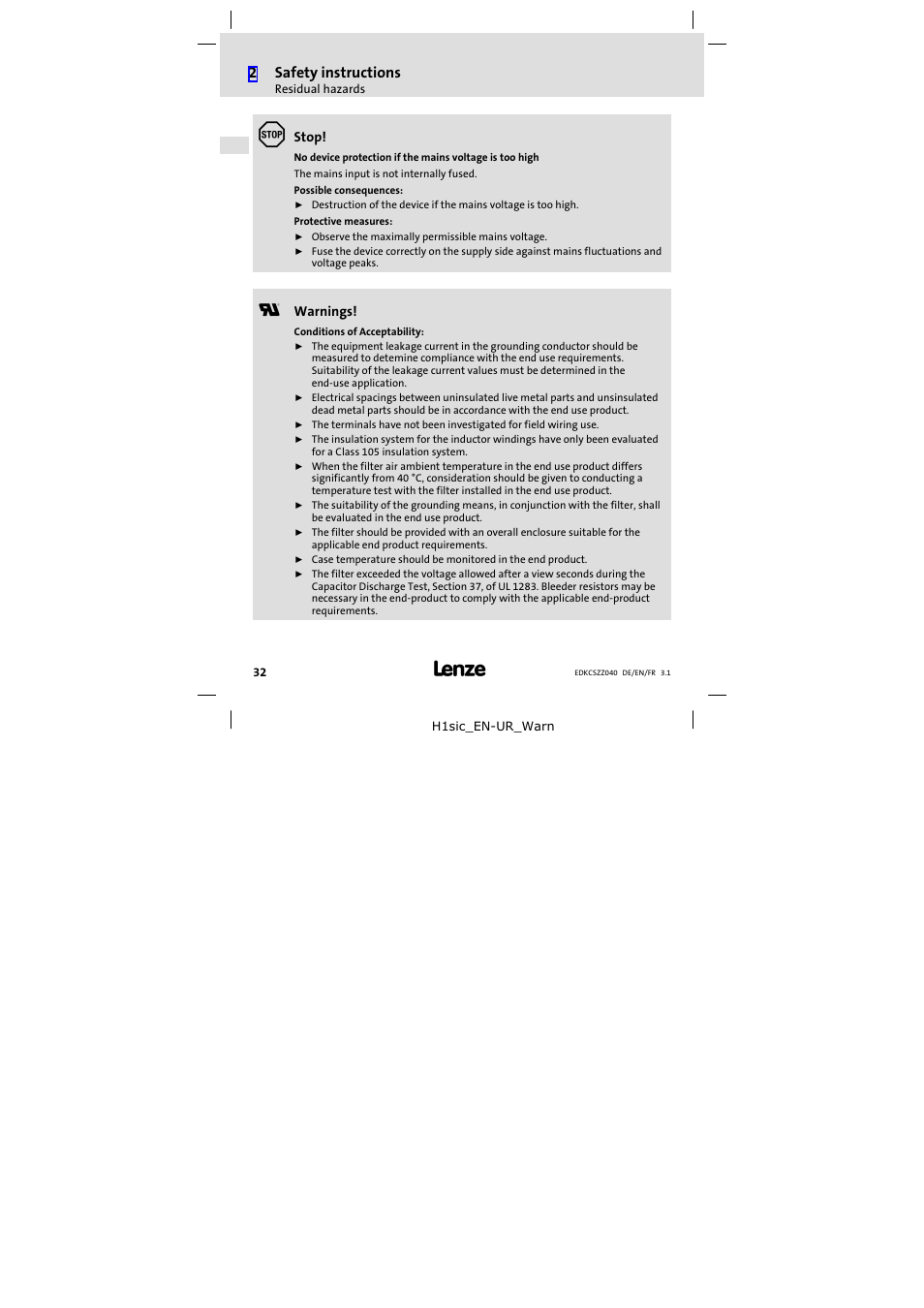Lenze ECSZZxxxxxx User Manual | Page 32 / 68