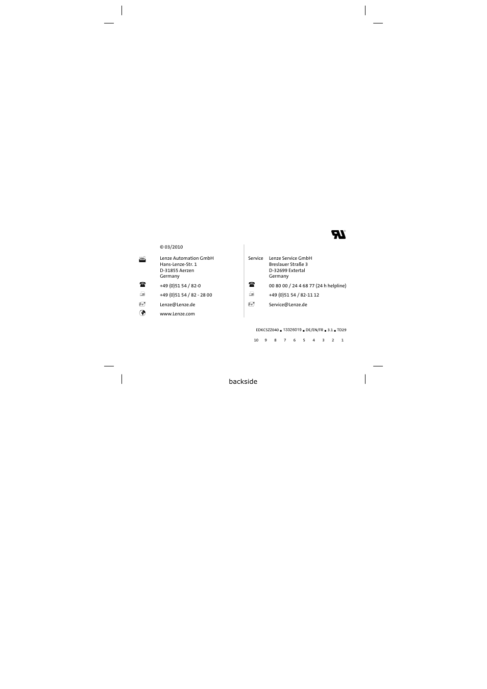 Lenze ECSZZxxxxxx User Manual | Page 68 / 68