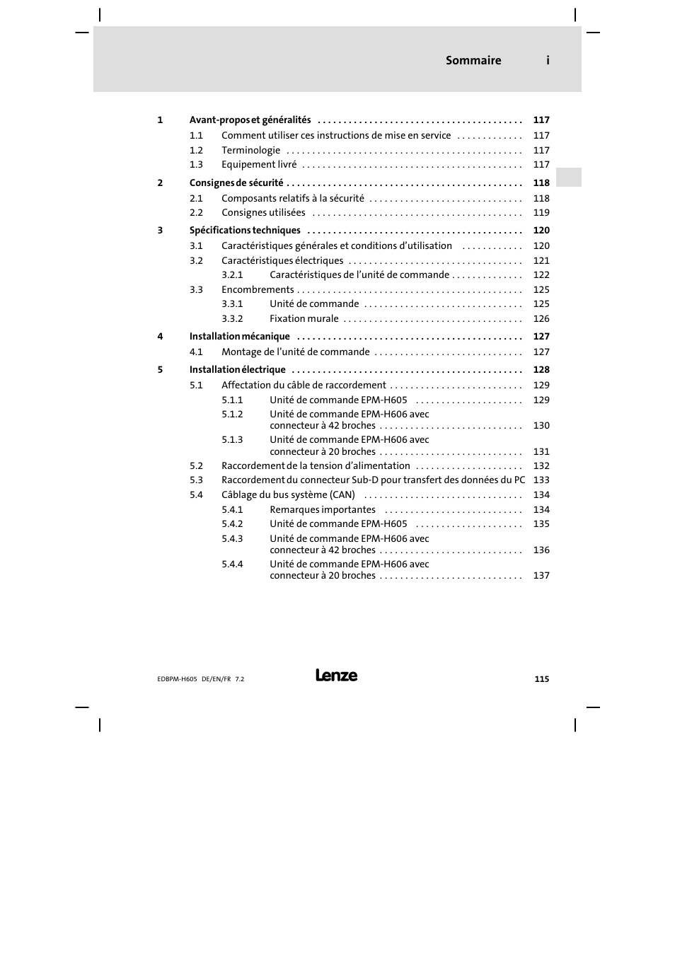 Sommaire | Lenze EPM−H606 User Manual | Page 115 / 170