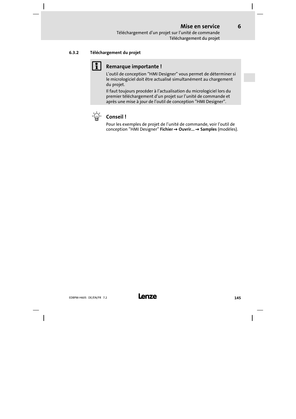 Téléchargement du projet | Lenze EPM−H606 User Manual | Page 145 / 170