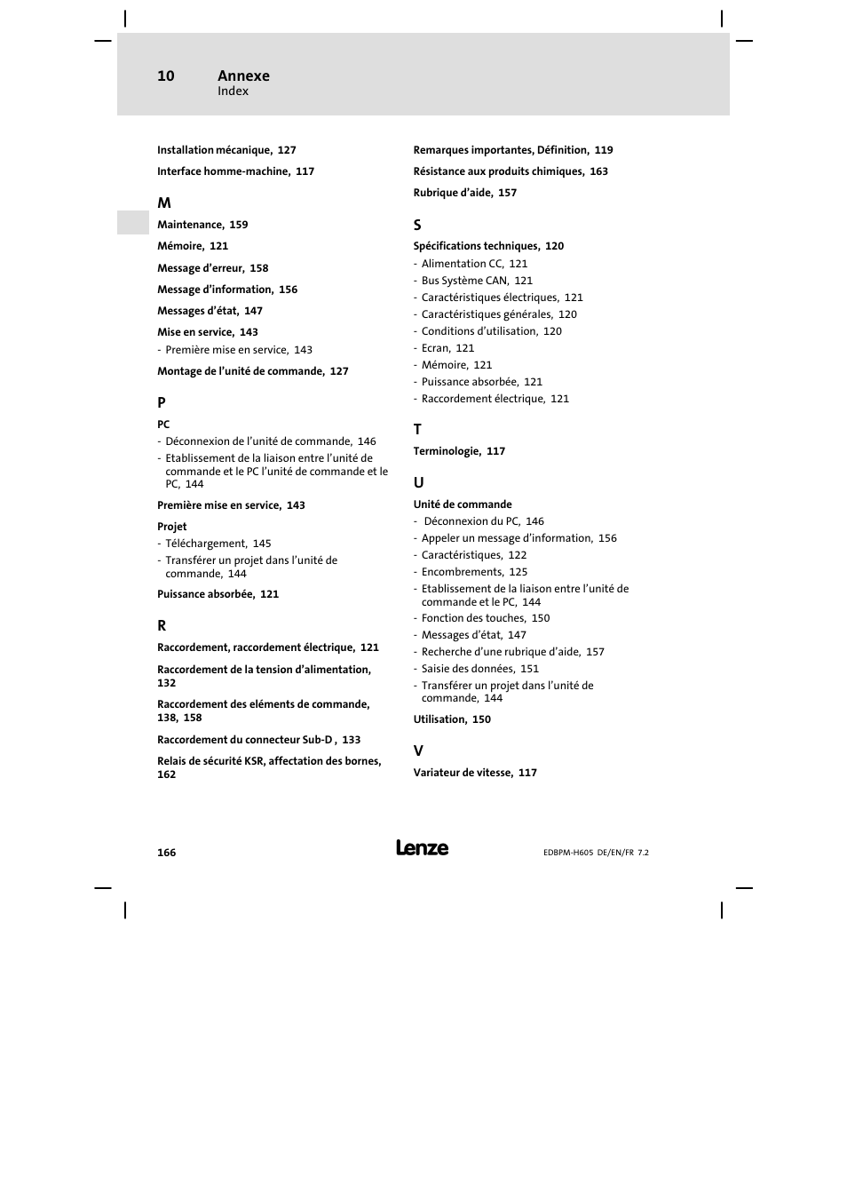 Annexe | Lenze EPM−H606 User Manual | Page 166 / 170
