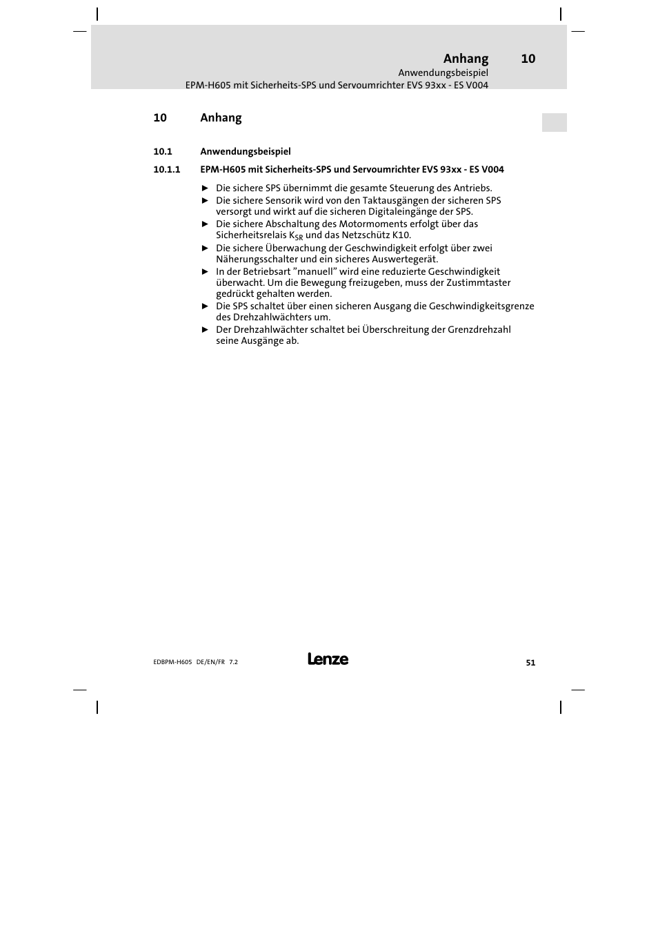 Anhang, Anwendungsbeispiel | Lenze EPM−H606 User Manual | Page 51 / 170