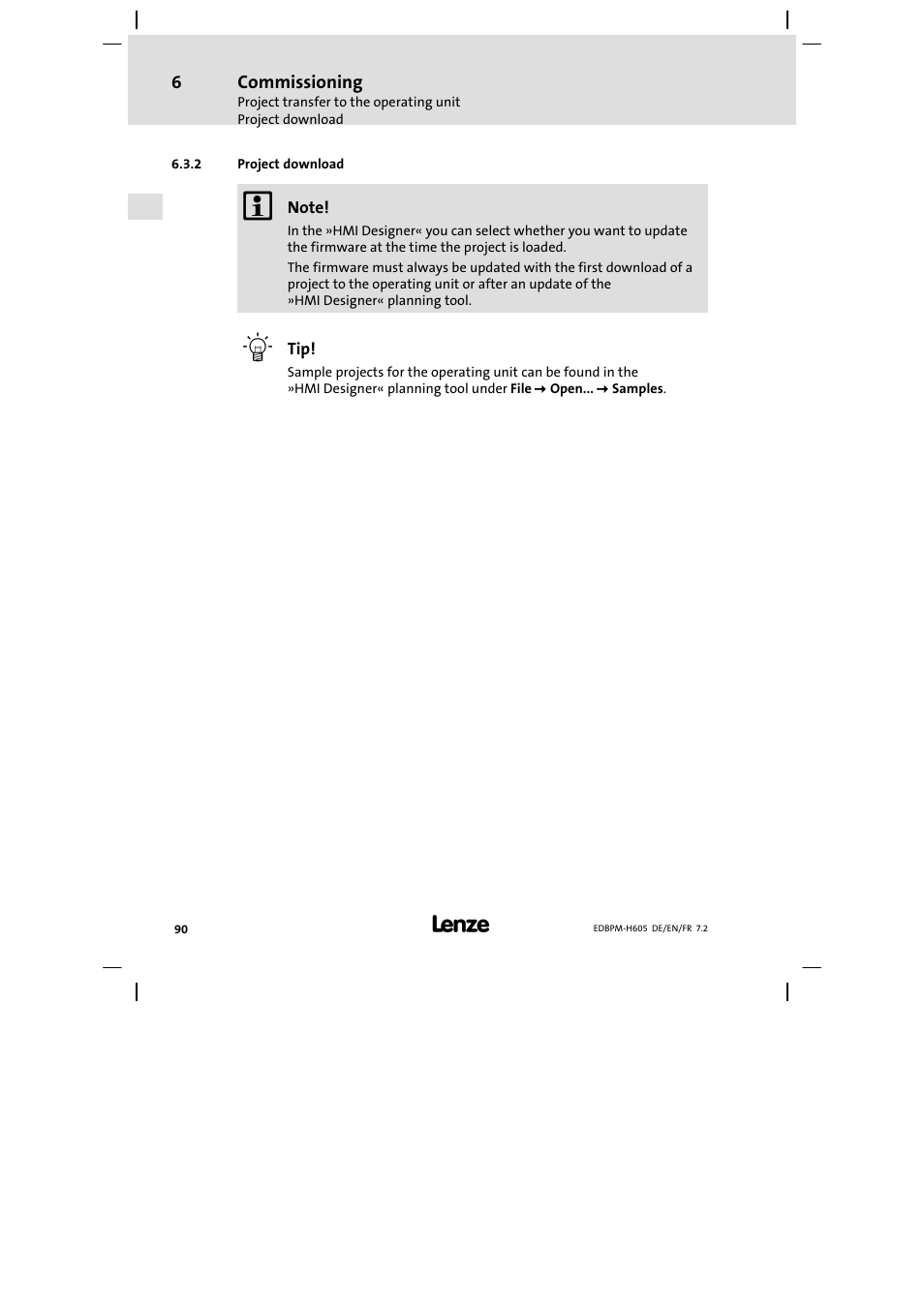 Project download | Lenze EPM−H606 User Manual | Page 90 / 170