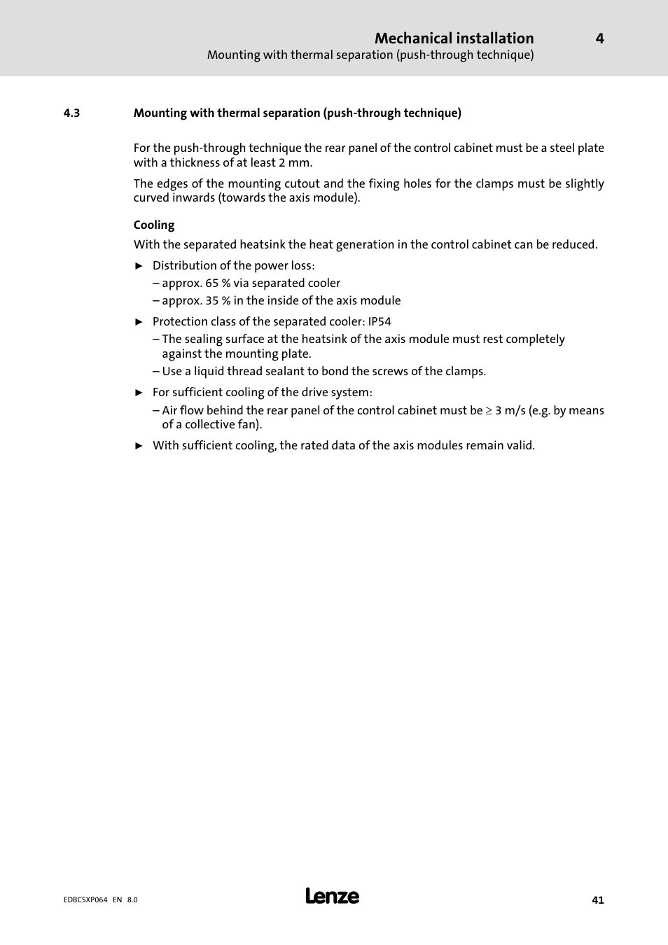 Mechanical installation | Lenze ECSCPxxx User Manual | Page 41 / 455