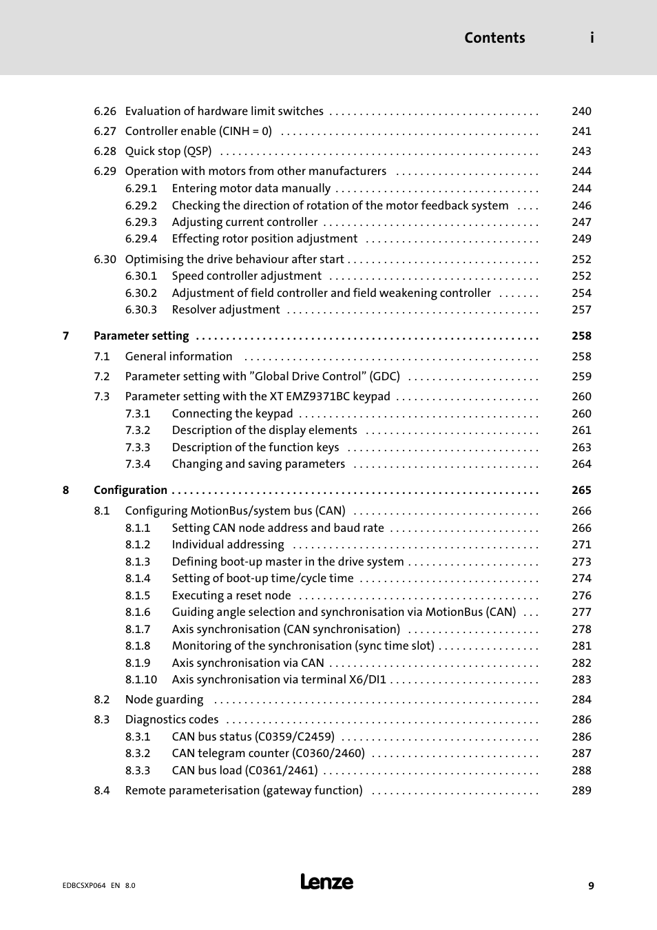 Contents i | Lenze ECSCPxxx User Manual | Page 9 / 455