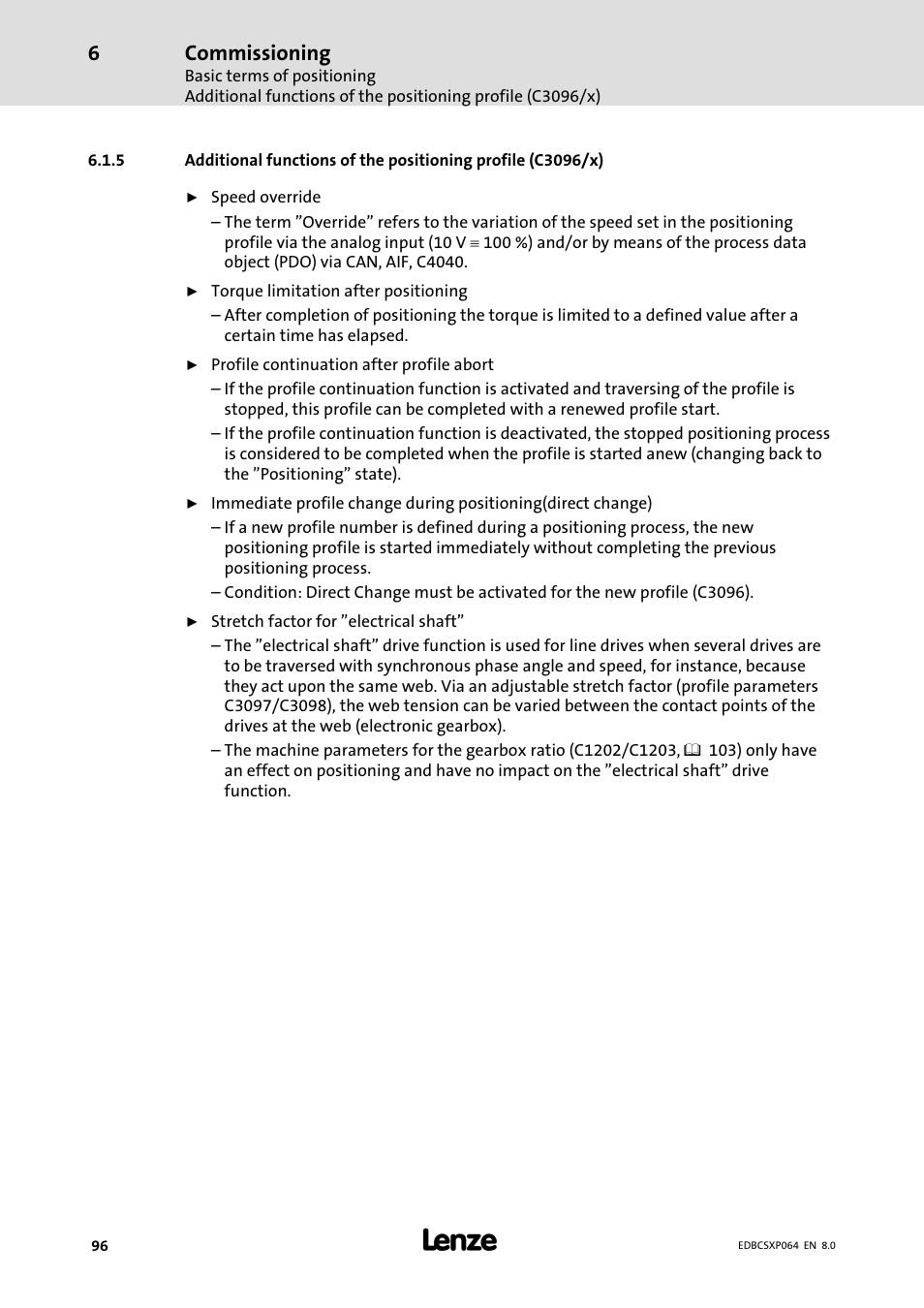 Commissioning | Lenze ECSCPxxx User Manual | Page 96 / 455