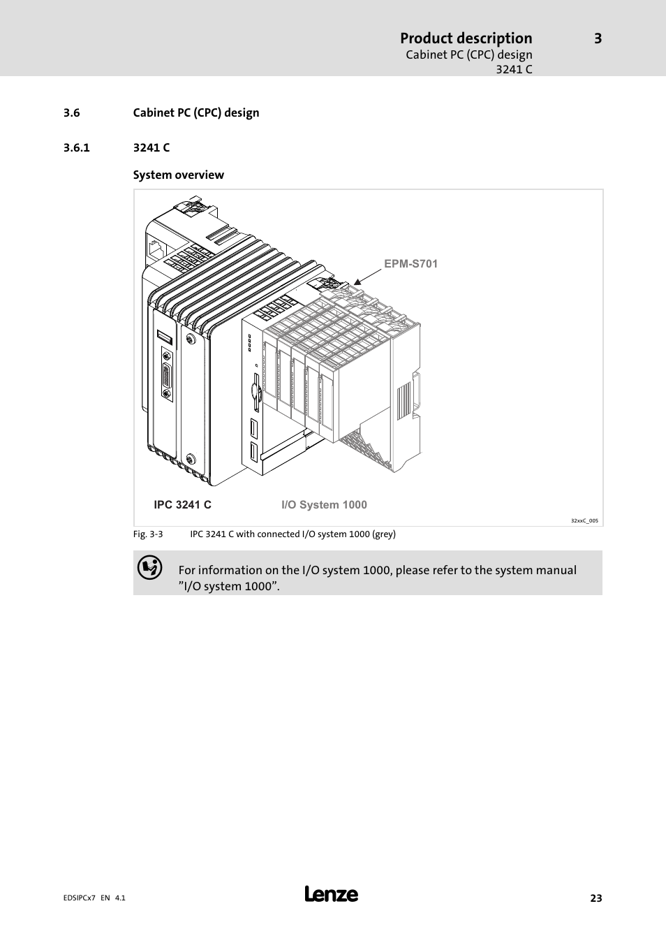 Cabinet pc (cpc) design, 3241 c | Lenze IPC Industrial PC System User Manual | Page 23 / 34