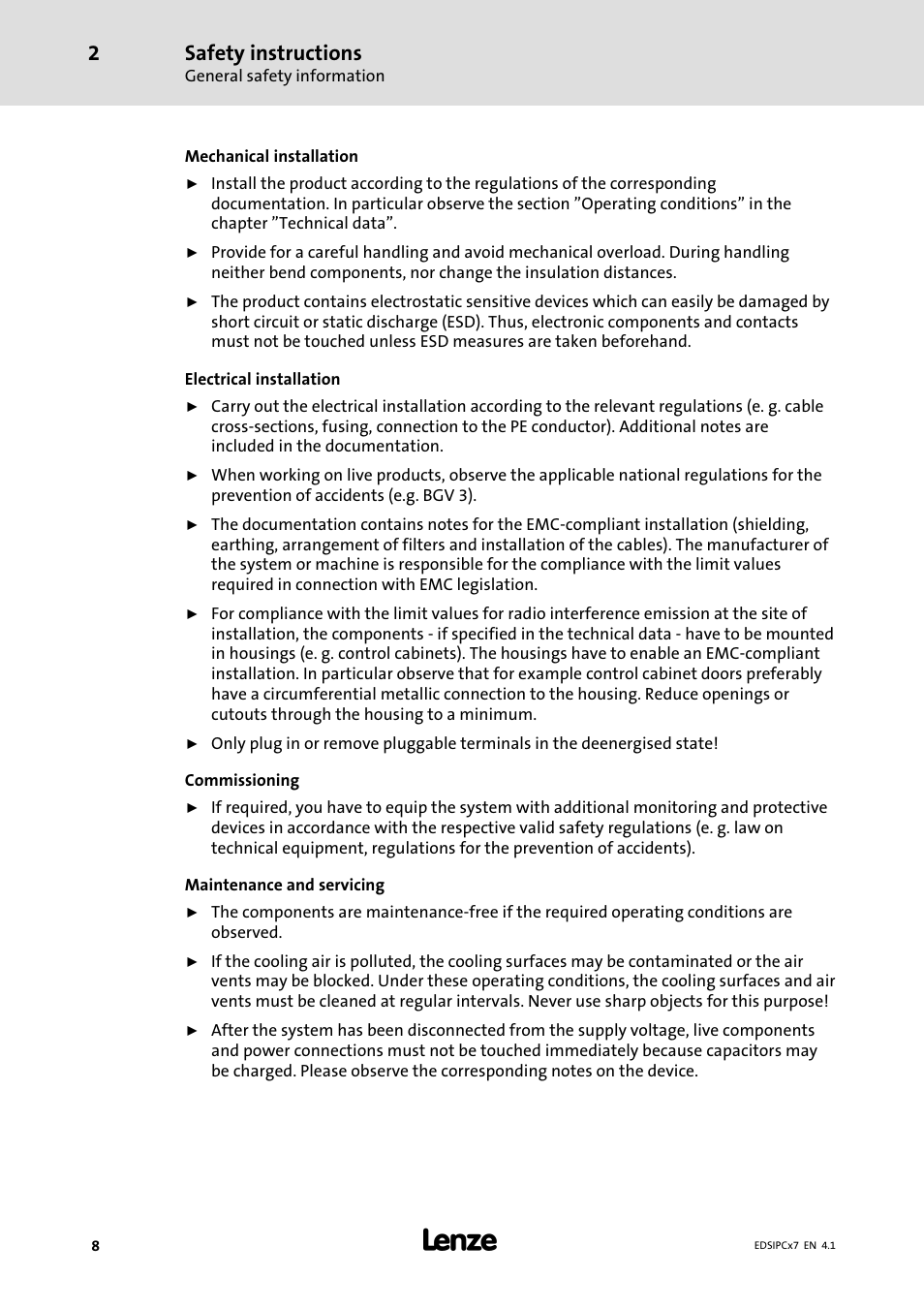 Safety instructions | Lenze IPC Industrial PC System User Manual | Page 8 / 34