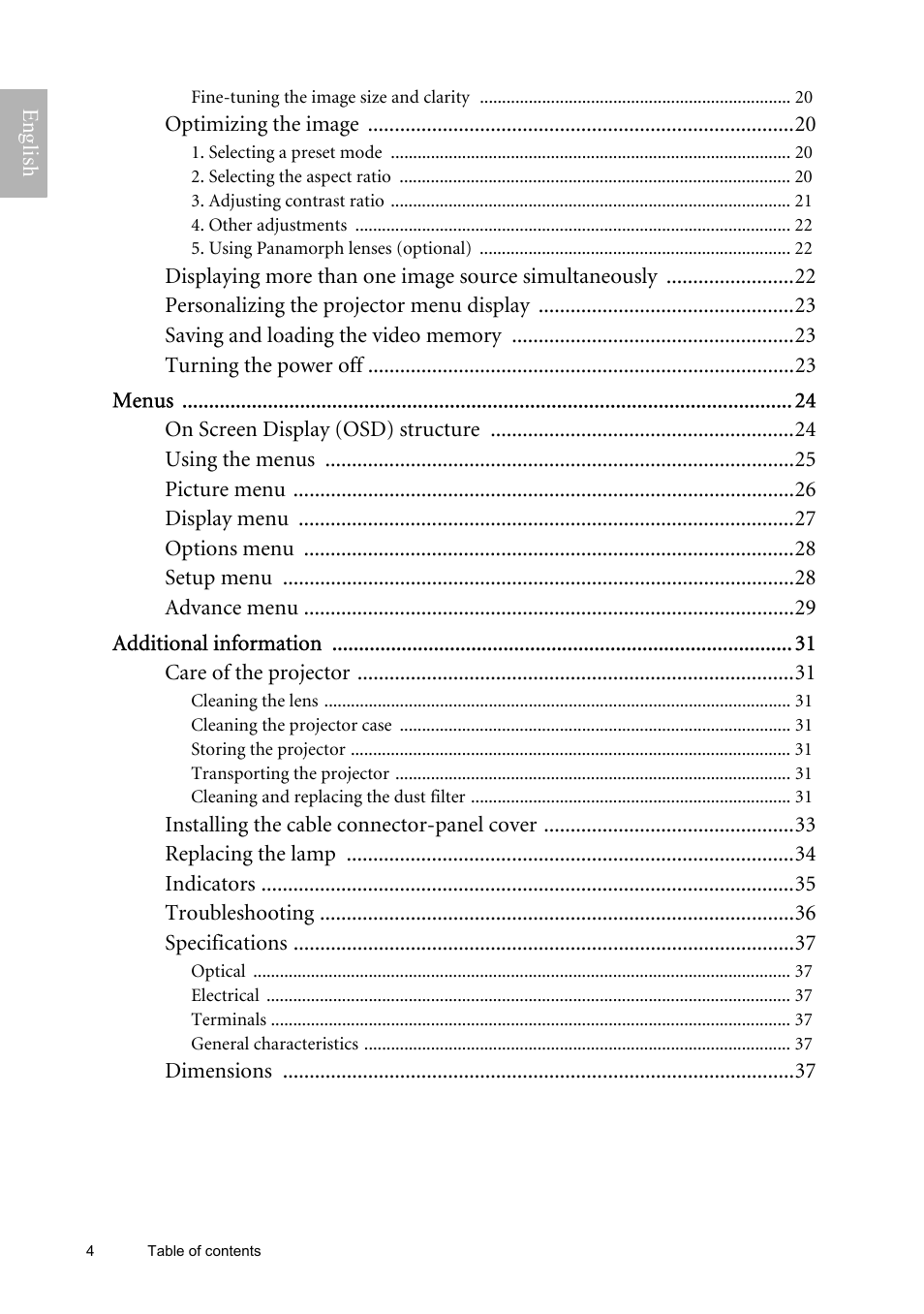 BenQ W9000 User Manual | Page 4 / 37
