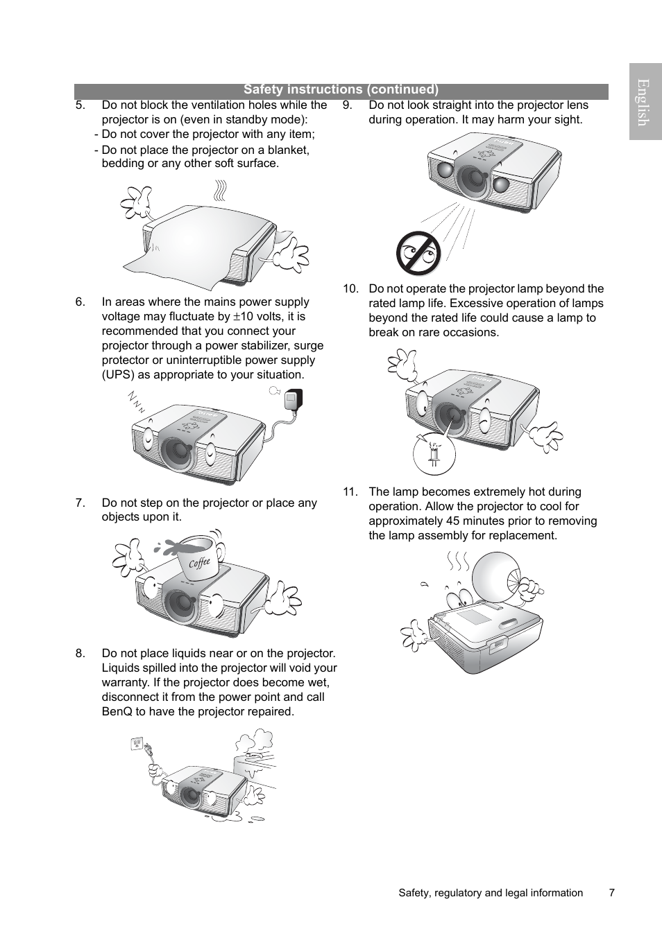 English | BenQ W9000 User Manual | Page 7 / 37