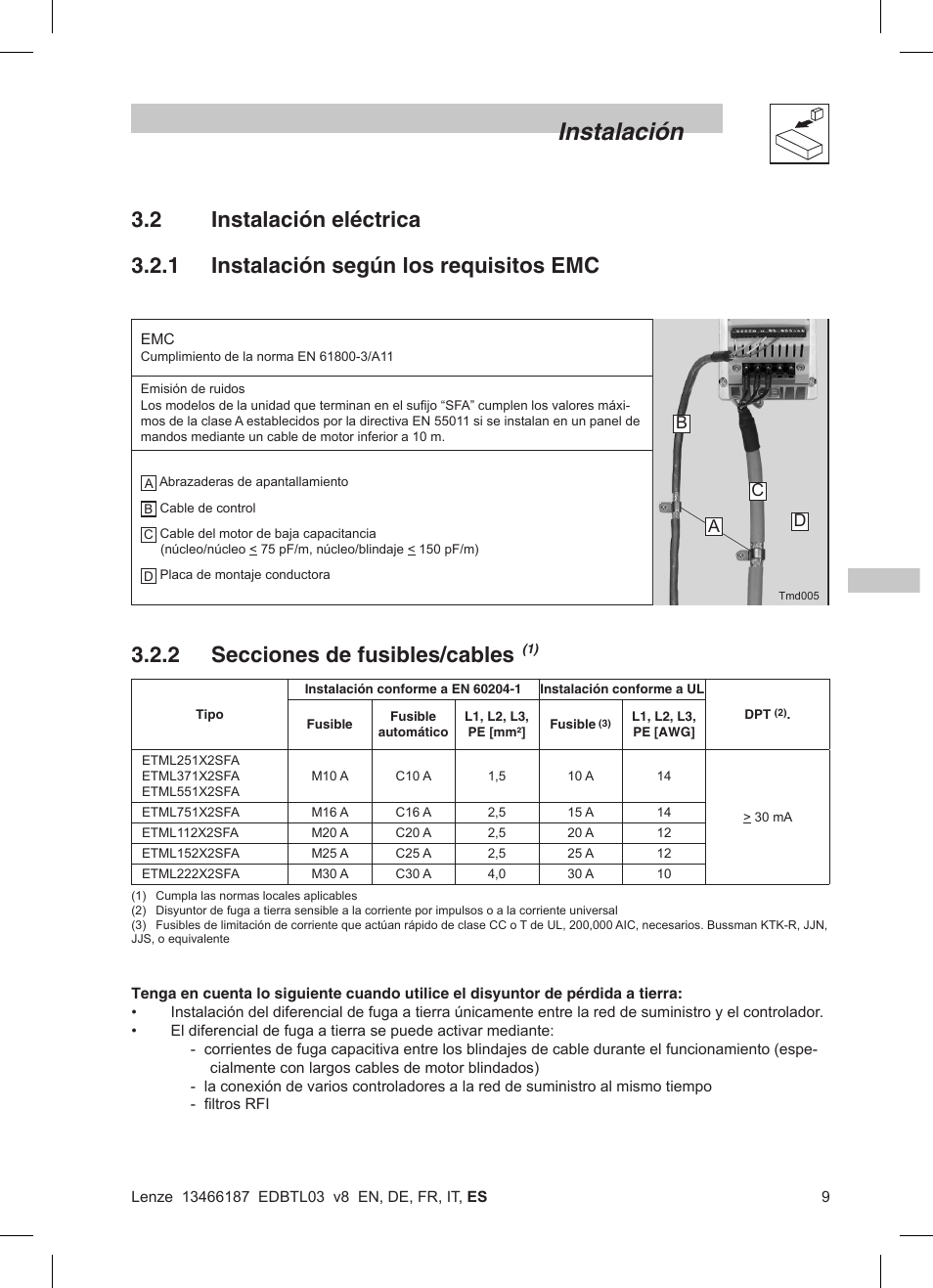 Instalación | Lenze TML Flux Vector Drive 0.25kW-2.2kW User Manual | Page 107 / 124