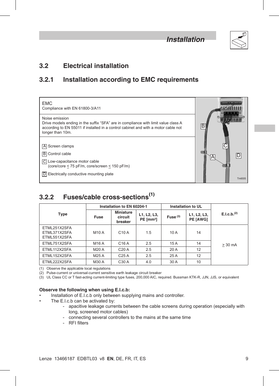 Installation | Lenze TML Flux Vector Drive 0.25kW-2.2kW User Manual | Page 11 / 124