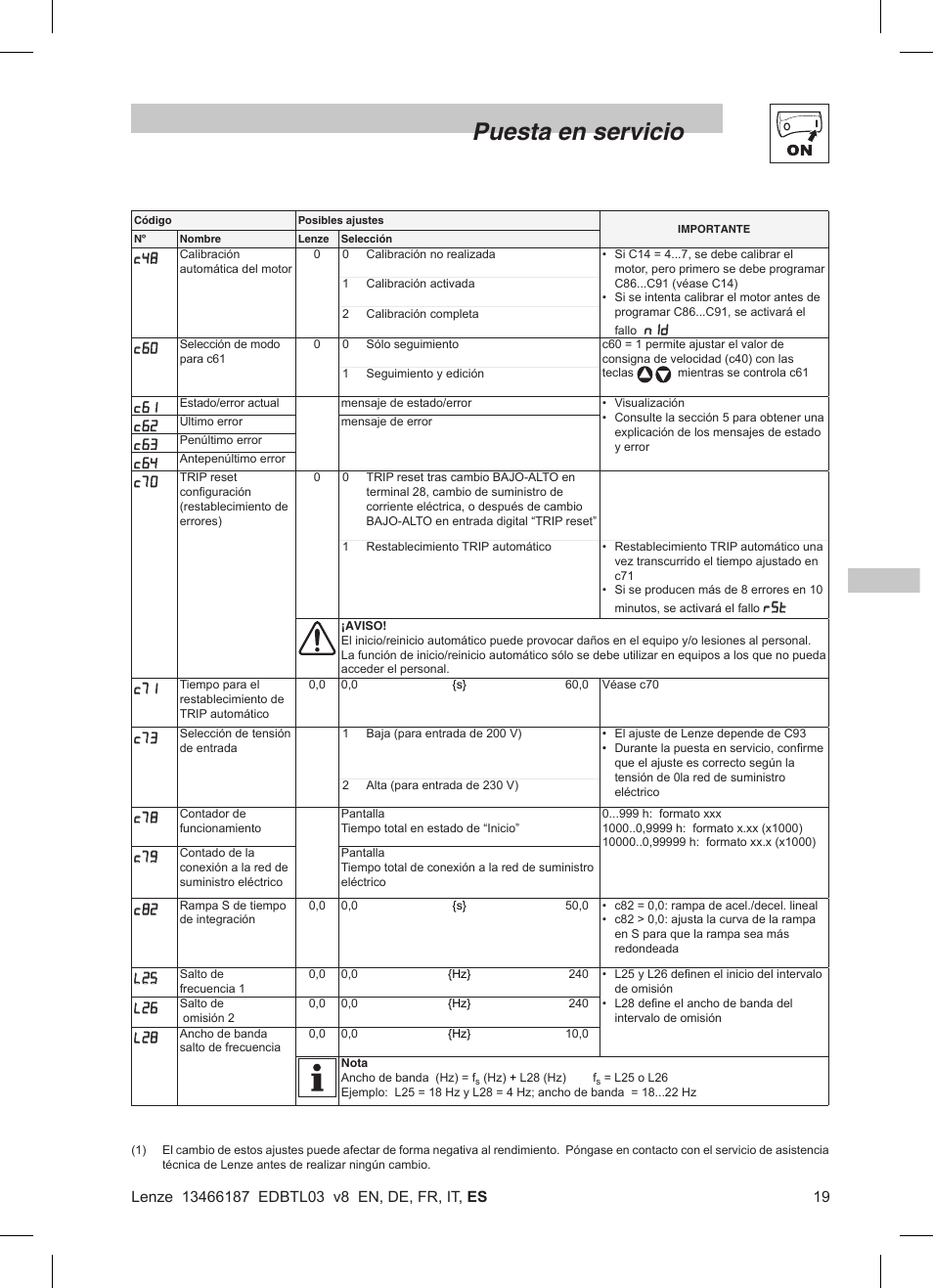 Puesta en servicio | Lenze TML Flux Vector Drive 0.25kW-2.2kW User Manual | Page 117 / 124
