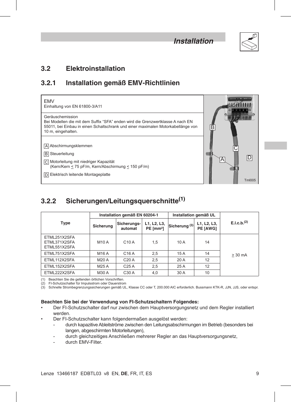 Installation | Lenze TML Flux Vector Drive 0.25kW-2.2kW User Manual | Page 35 / 124
