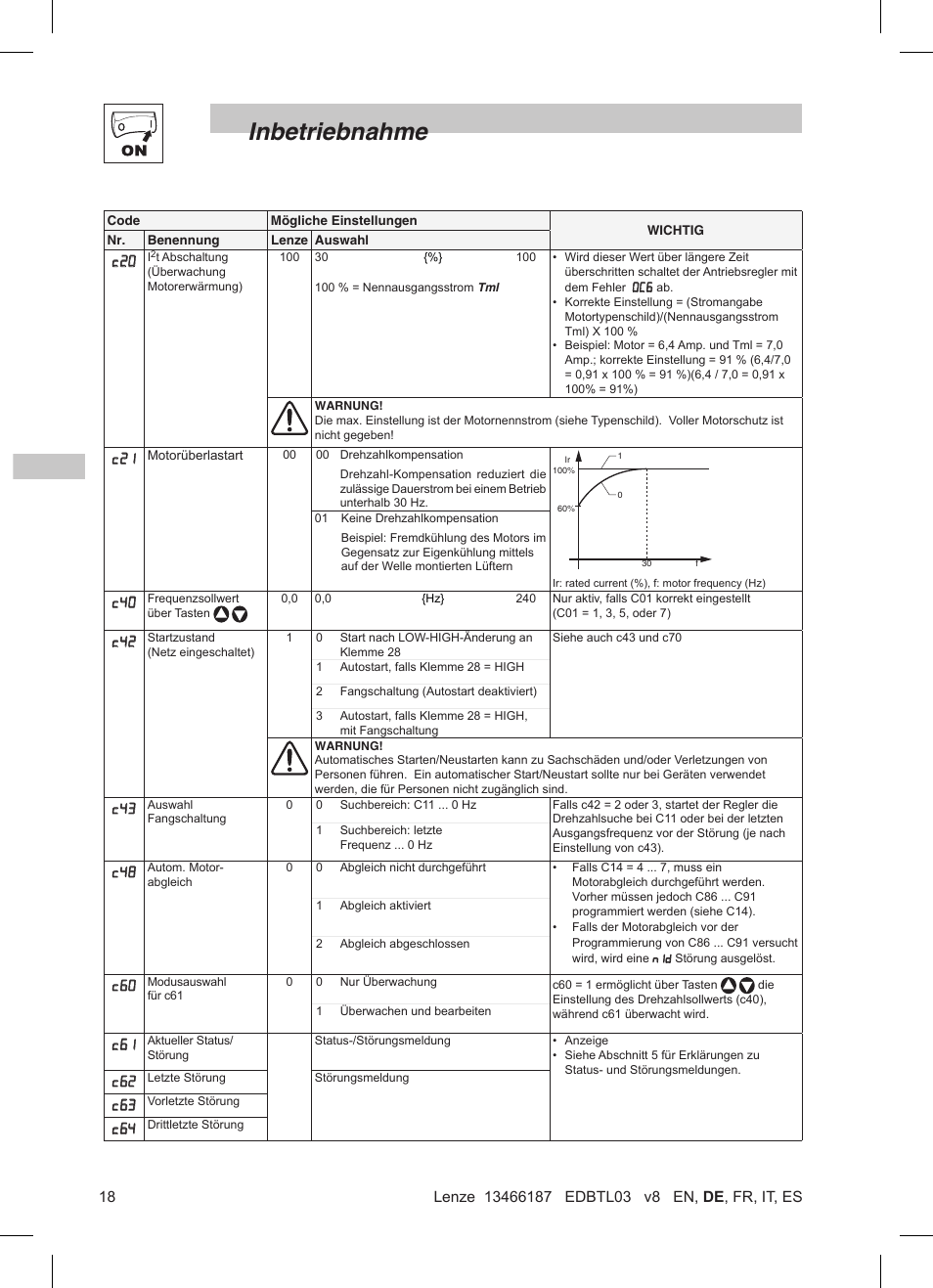 Inbetriebnahme | Lenze TML Flux Vector Drive 0.25kW-2.2kW User Manual | Page 44 / 124