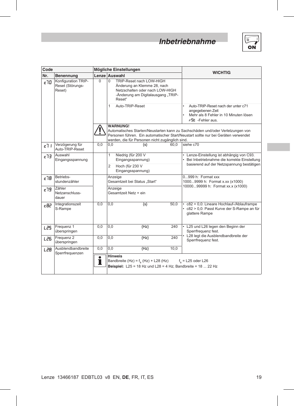 Inbetriebnahme | Lenze TML Flux Vector Drive 0.25kW-2.2kW User Manual | Page 45 / 124