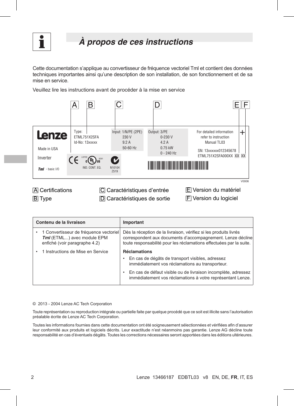 À propos de ces instructions | Lenze TML Flux Vector Drive 0.25kW-2.2kW User Manual | Page 52 / 124