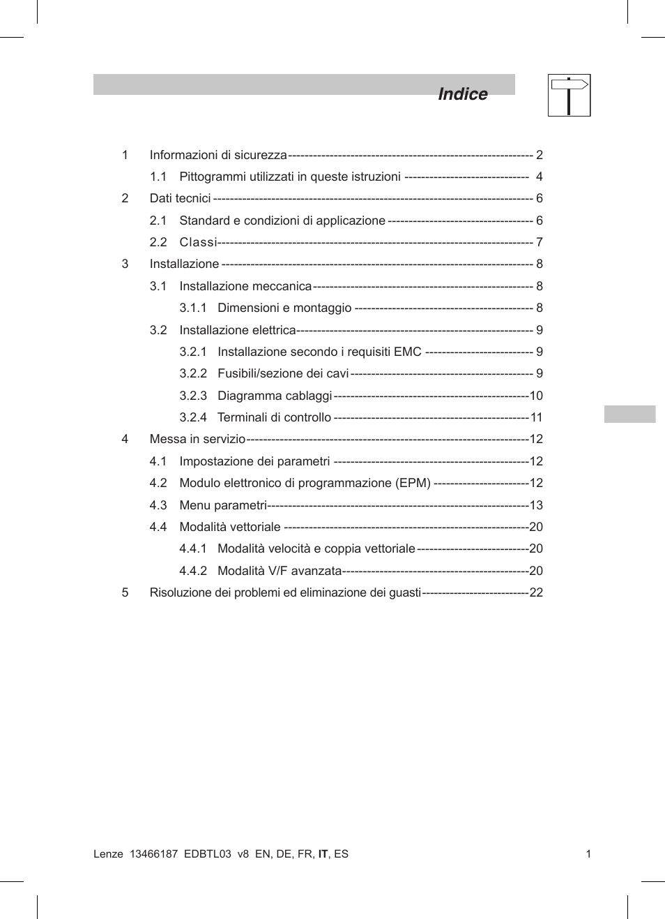 Indice | Lenze TML Flux Vector Drive 0.25kW-2.2kW User Manual | Page 75 / 124