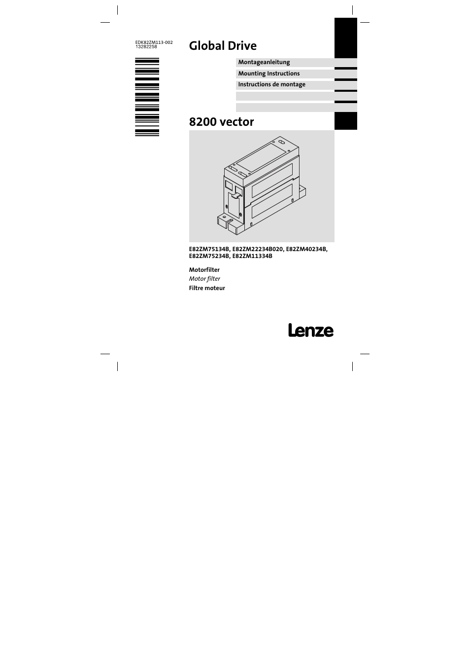 Lenze E82ZM11334B User Manual | 58 pages
