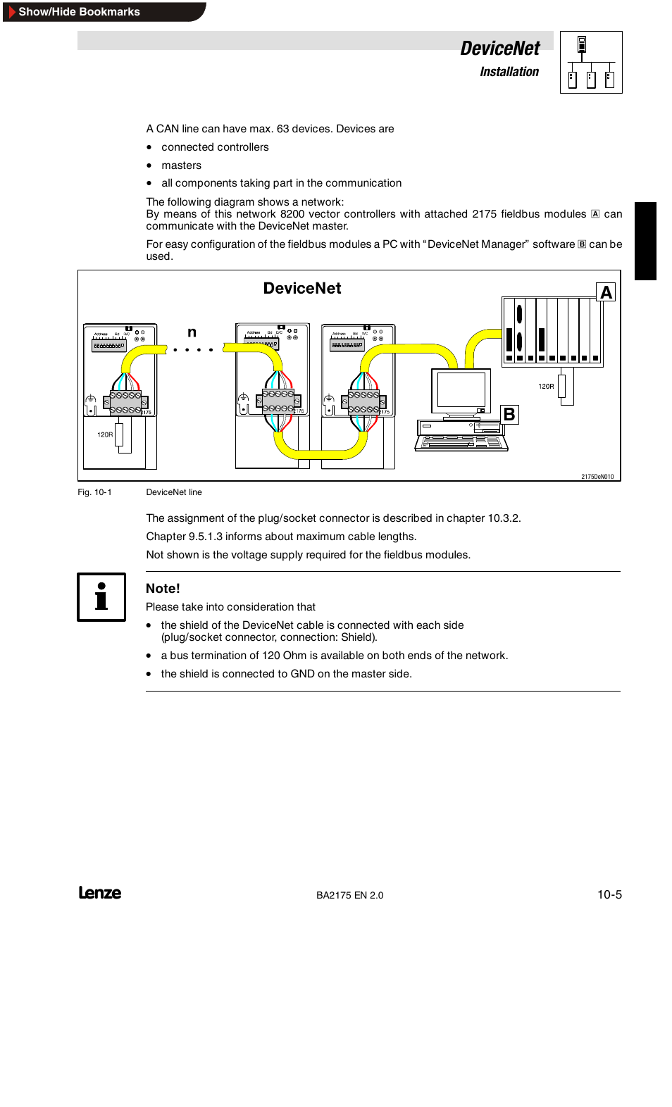 Devicenet | Lenze EMF2175IB User Manual | Page 103 / 152