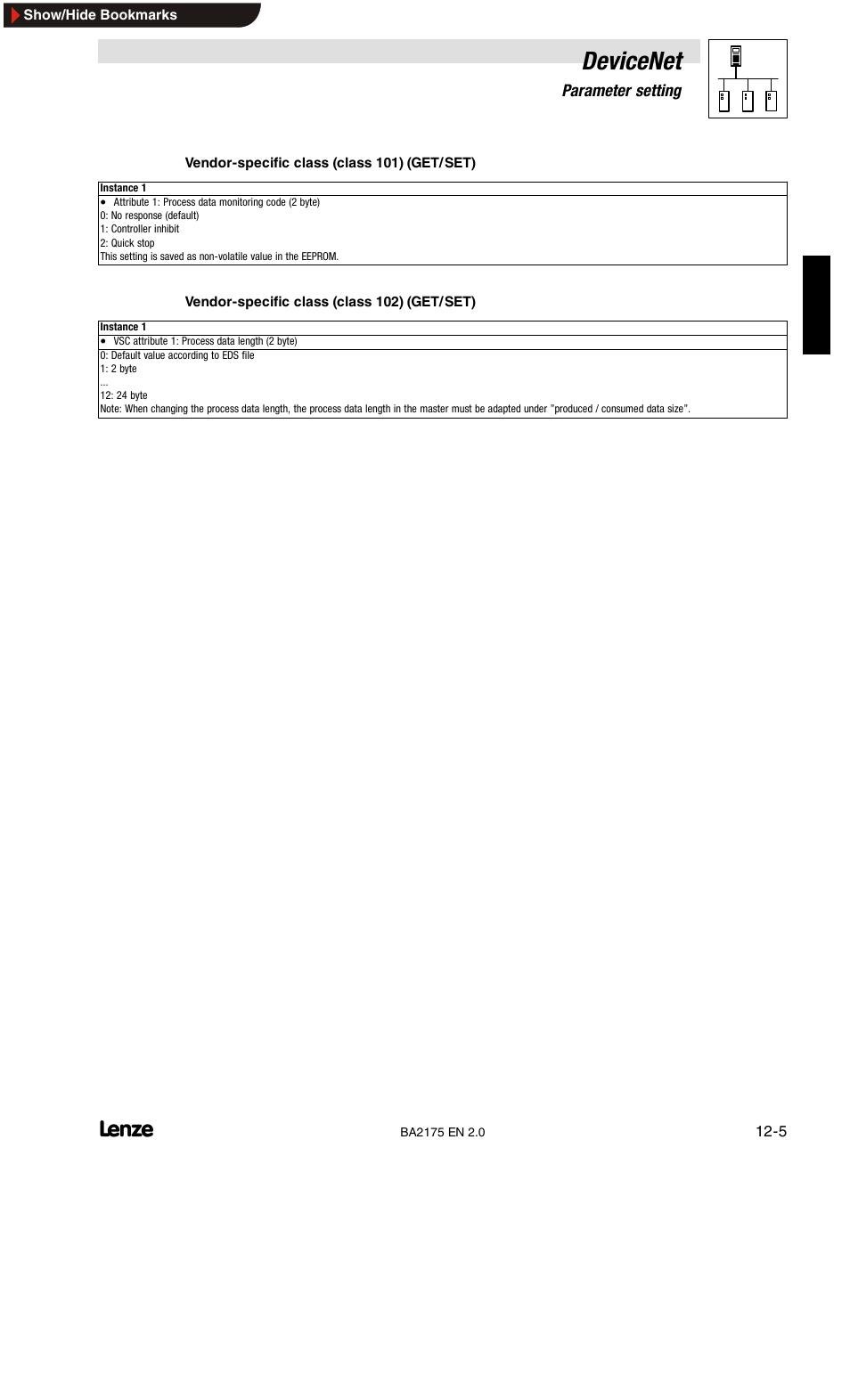 Devicenet | Lenze EMF2175IB User Manual | Page 115 / 152
