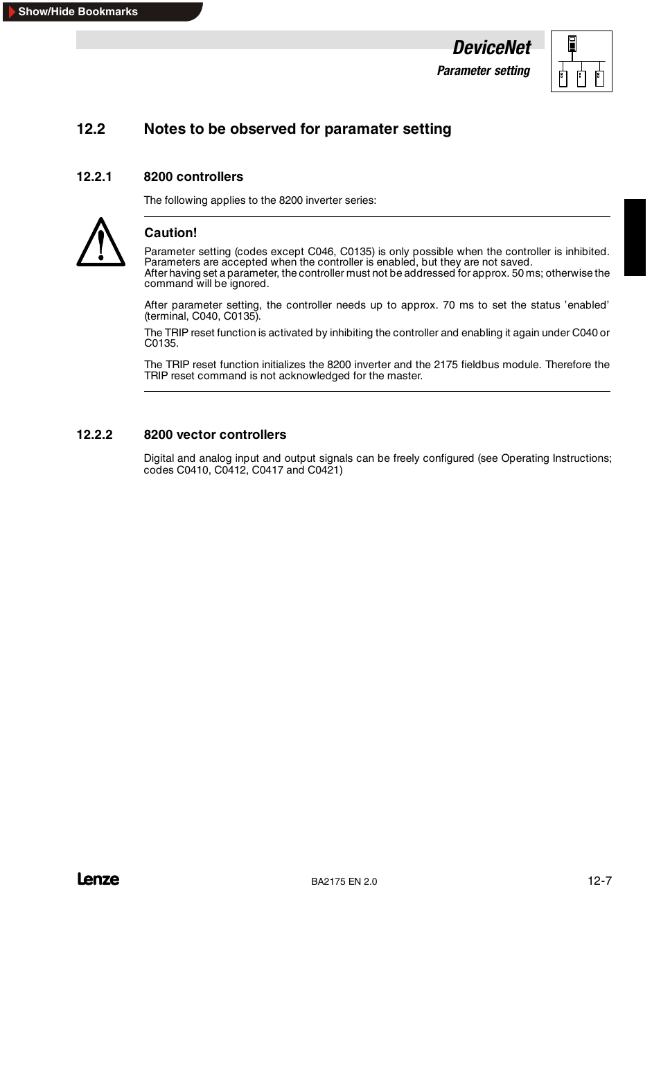 Devicenet | Lenze EMF2175IB User Manual | Page 117 / 152