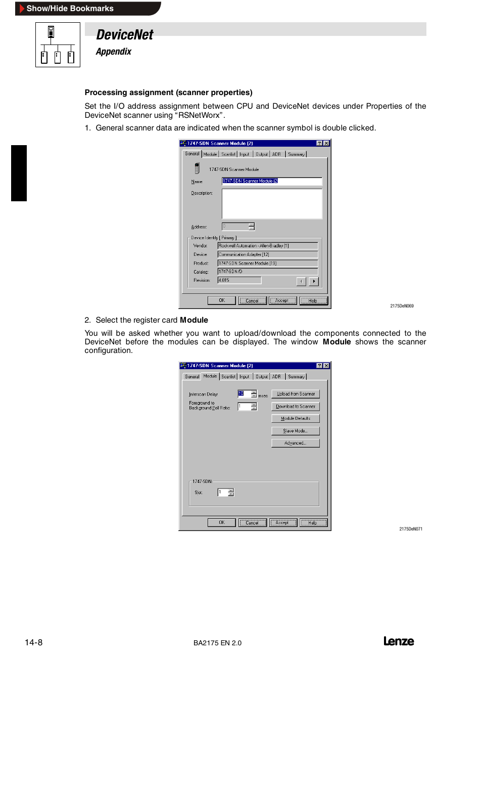 Devicenet | Lenze EMF2175IB User Manual | Page 128 / 152