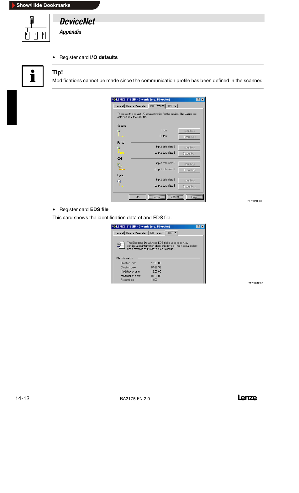 Devicenet | Lenze EMF2175IB User Manual | Page 132 / 152