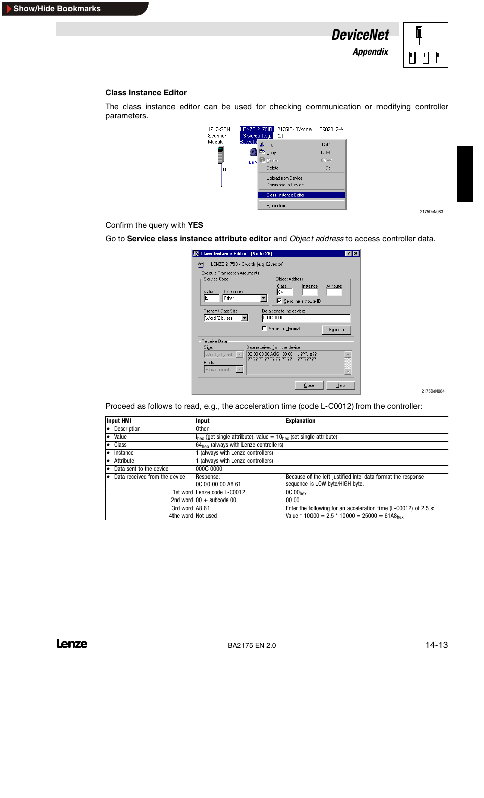 Devicenet, 14 appendix | Lenze EMF2175IB User Manual | Page 133 / 152