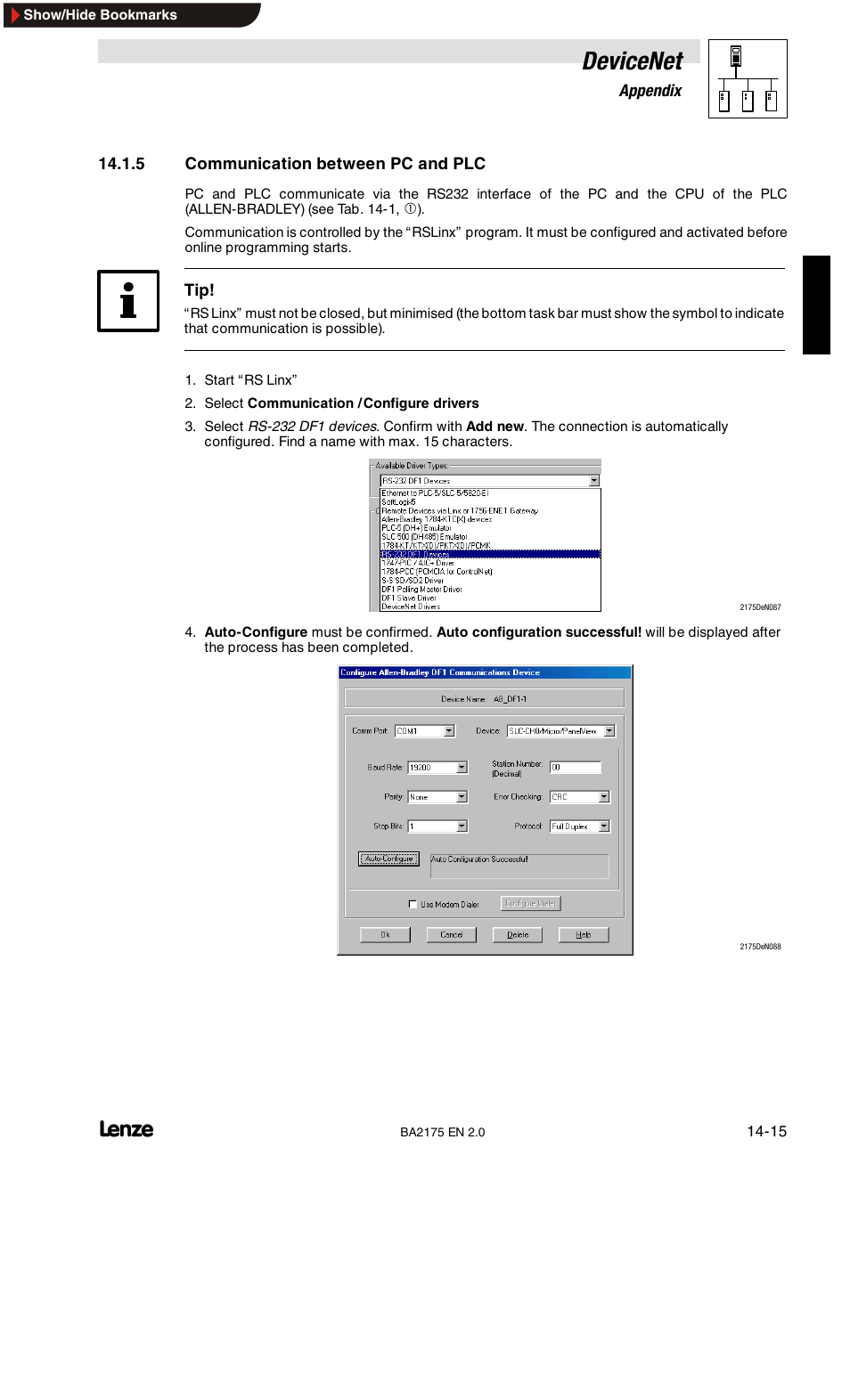 Devicenet | Lenze EMF2175IB User Manual | Page 135 / 152