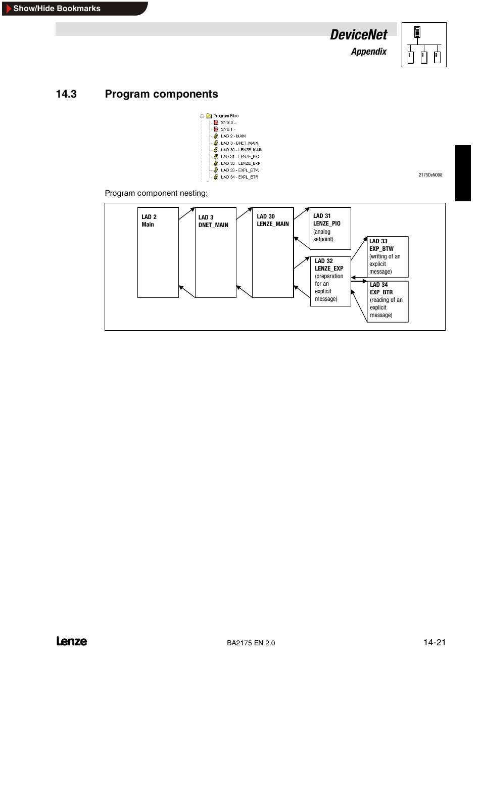Devicenet, 3 program components | Lenze EMF2175IB User Manual | Page 141 / 152