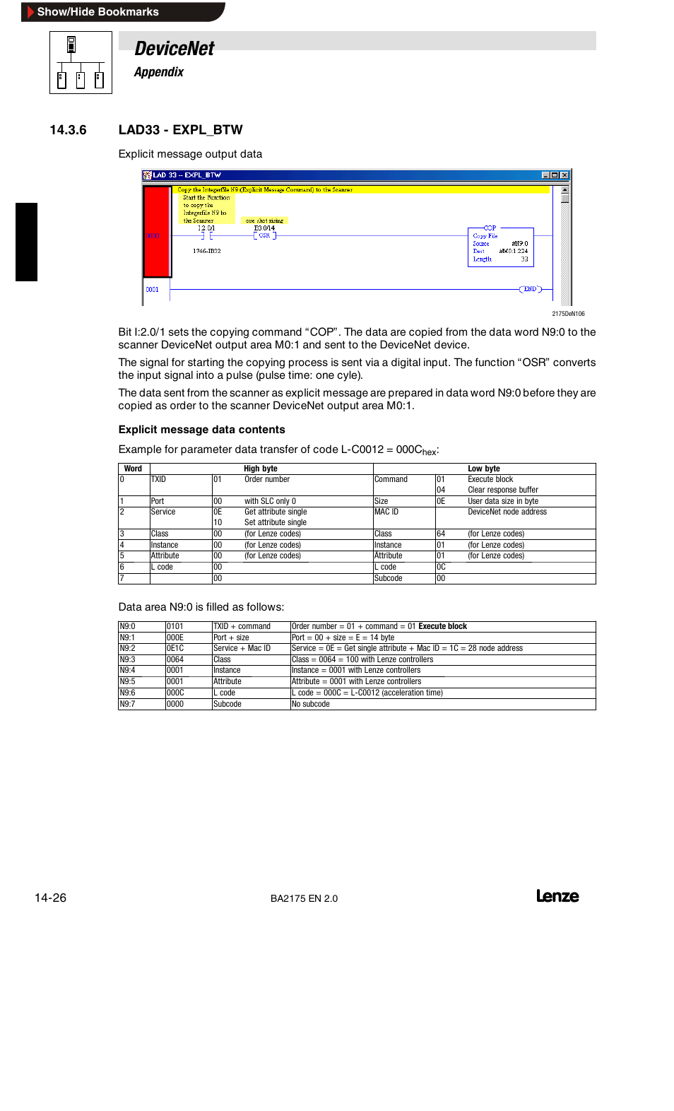 Devicenet, 14 appendix, 6 lad33 - expl_btw | Lenze EMF2175IB User Manual | Page 146 / 152