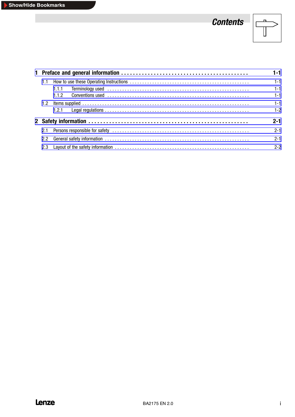 Lenze EMF2175IB User Manual | Page 3 / 152