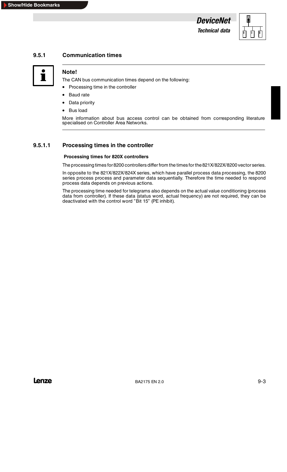 Devicenet | Lenze EMF2175IB User Manual | Page 95 / 152