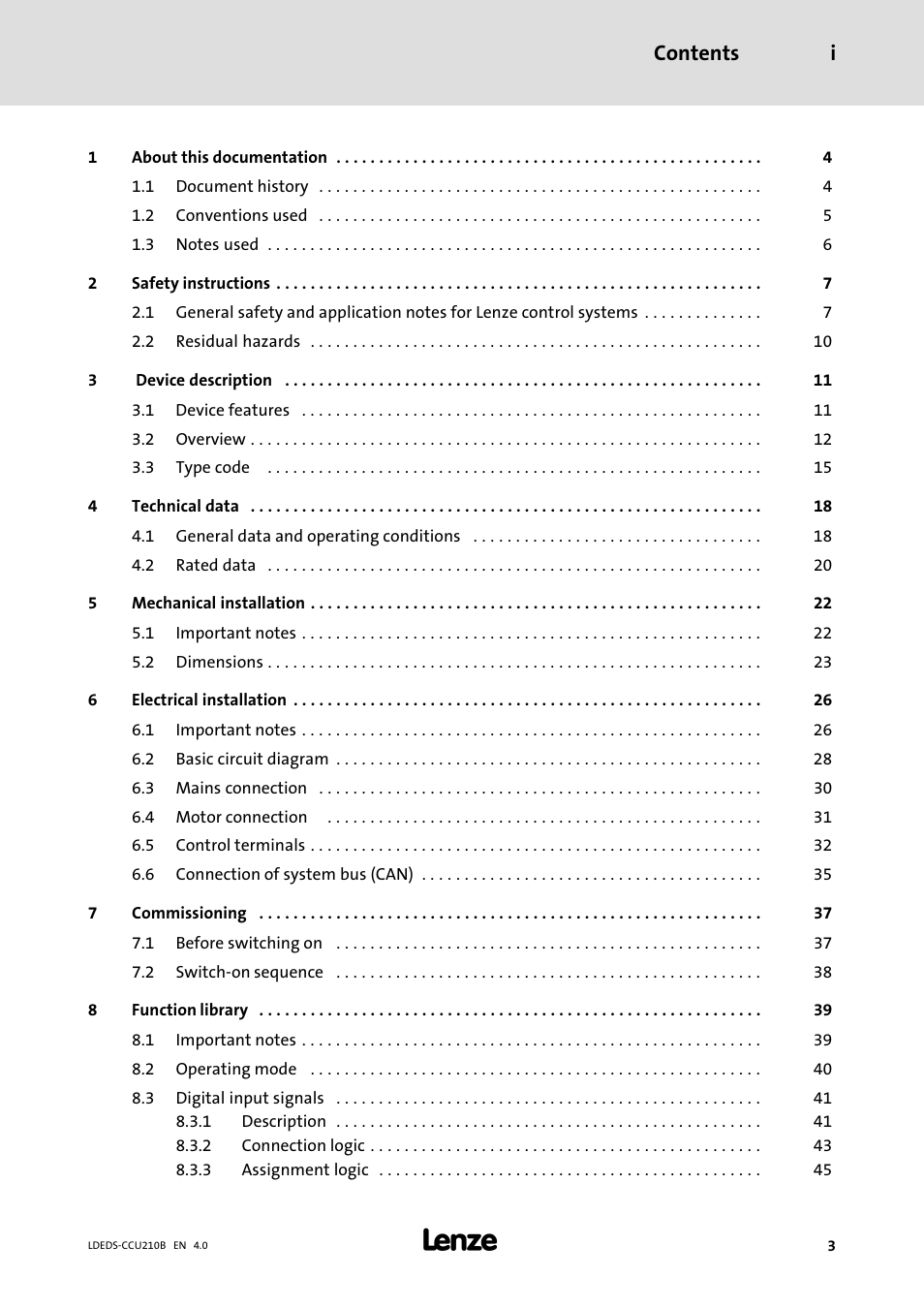 Lenze LDECBBF1xxxxxxHx User Manual | Page 3 / 110