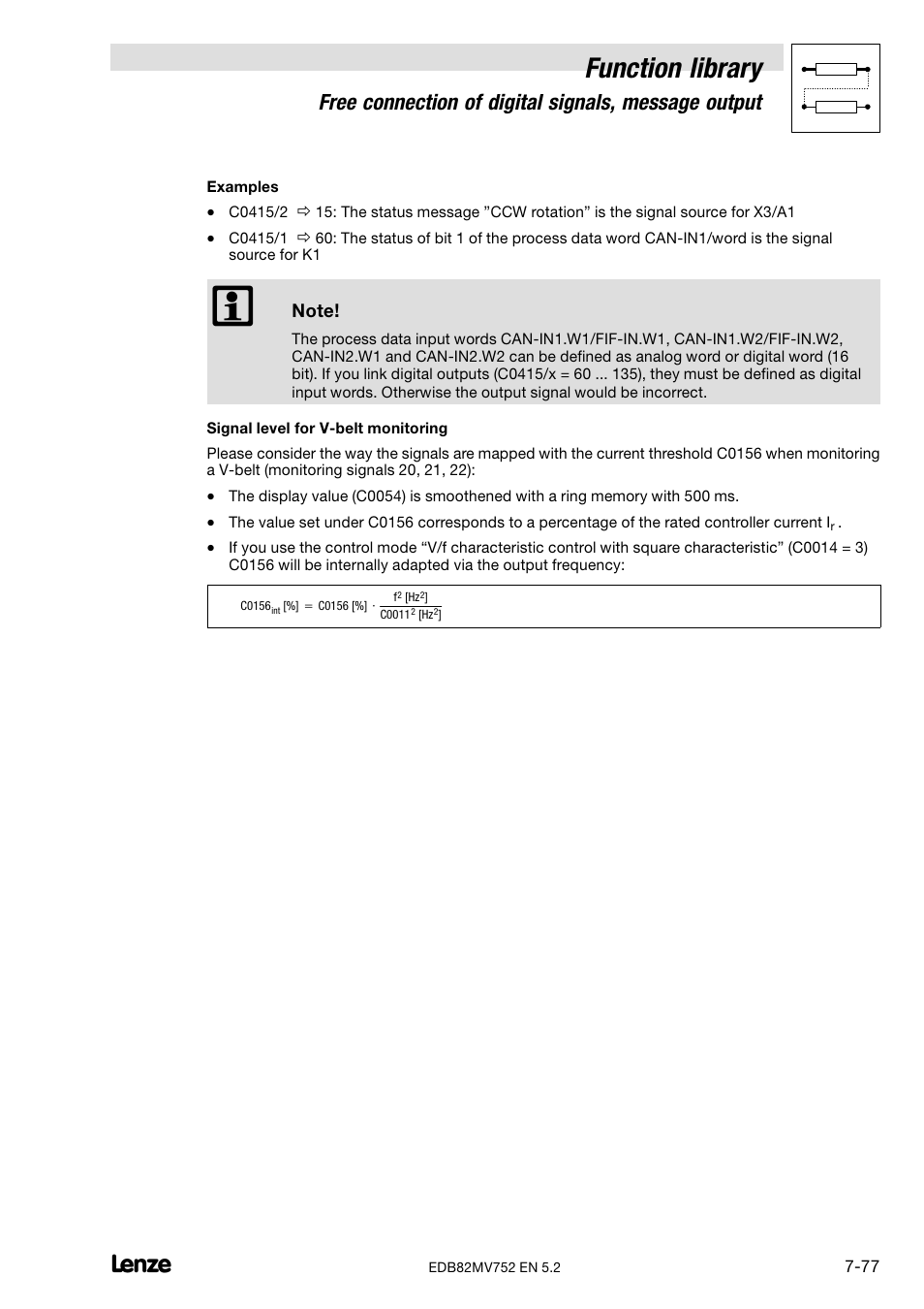 Function library, Free connection of digital signals, message output | Lenze 8200 motec frequency inverter 0.25kW-7.5kW User Manual | Page 148 / 270