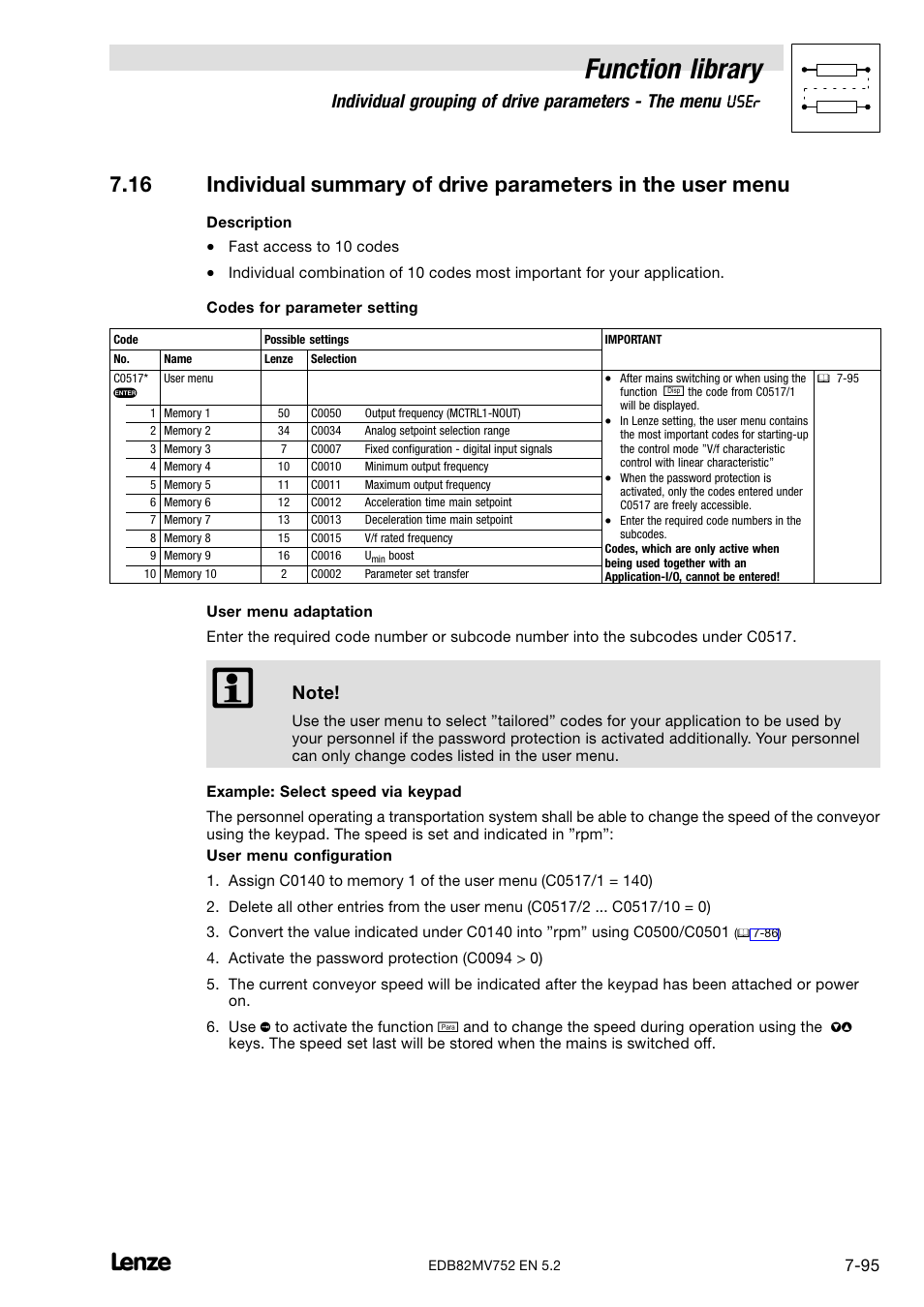 Function library | Lenze 8200 motec frequency inverter 0.25kW-7.5kW User Manual | Page 166 / 270