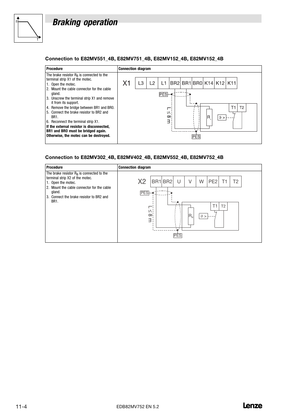 Braking operation | Lenze 8200 motec frequency inverter 0.25kW-7.5kW User Manual | Page 183 / 270