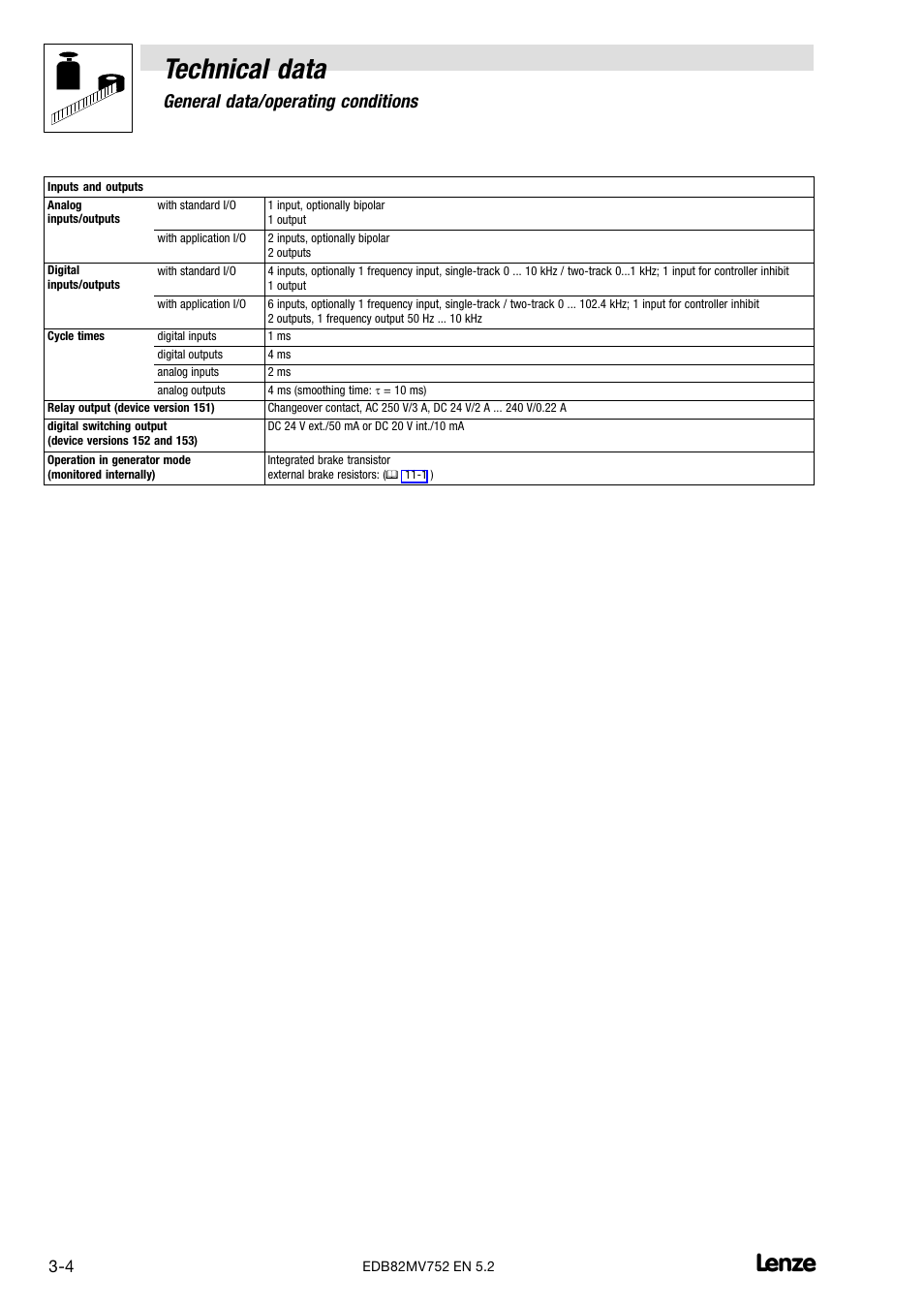 Technical data, General data/operating conditions | Lenze 8200 motec frequency inverter 0.25kW-7.5kW User Manual | Page 19 / 270