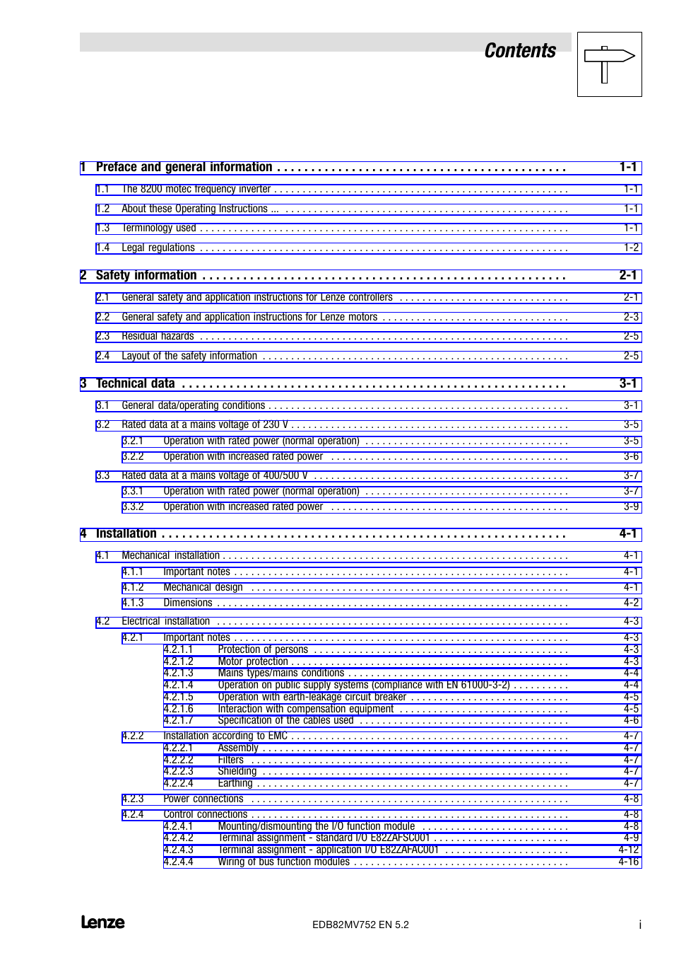 Lenze 8200 motec frequency inverter 0.25kW-7.5kW User Manual | Page 3 / 270