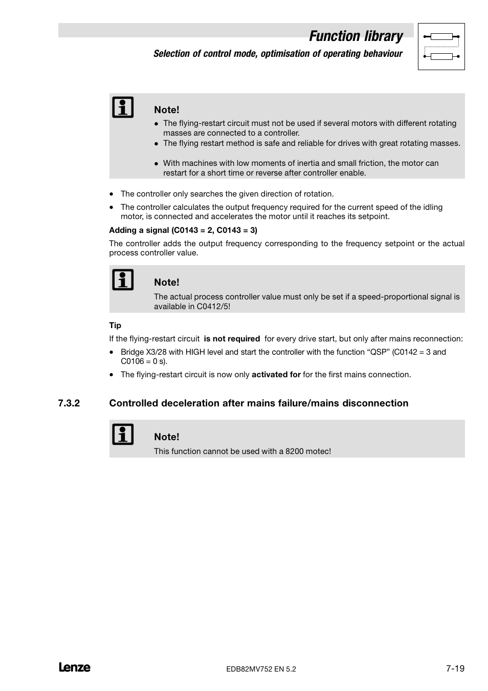 Function library | Lenze 8200 motec frequency inverter 0.25kW-7.5kW User Manual | Page 90 / 270