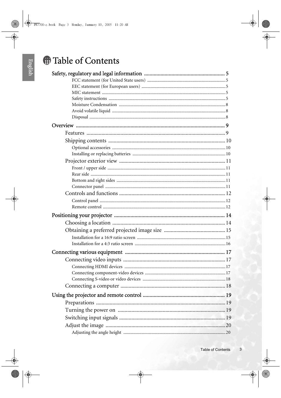 BenQ PE7700 User Manual | Page 3 / 34