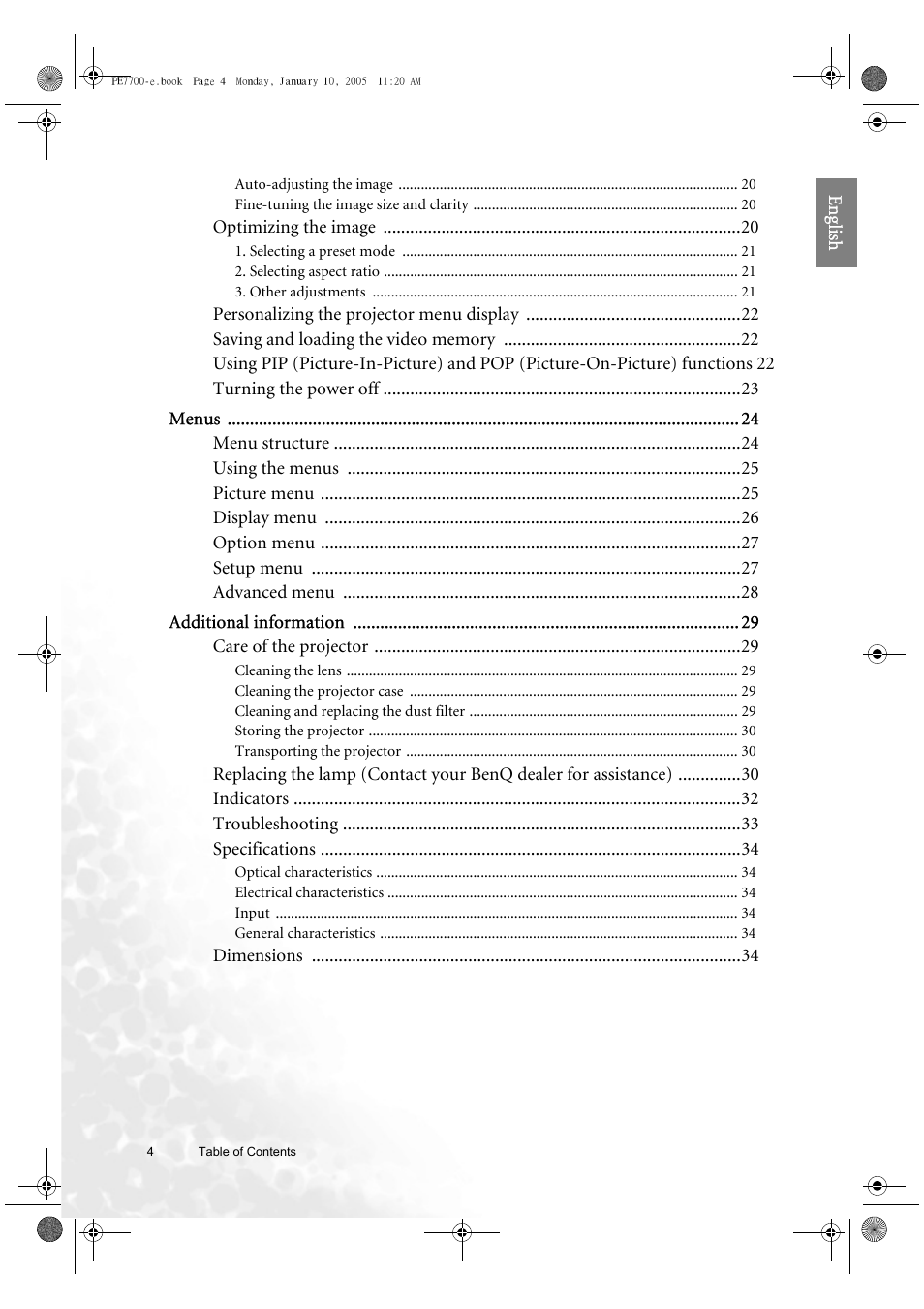 BenQ PE7700 User Manual | Page 4 / 34