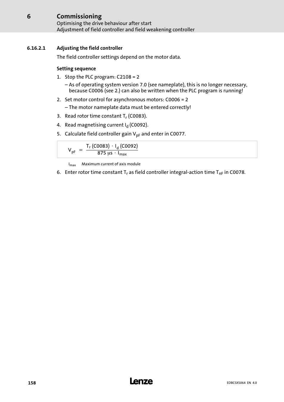 Commissioning | Lenze ECSCSxxx User Manual | Page 158 / 484